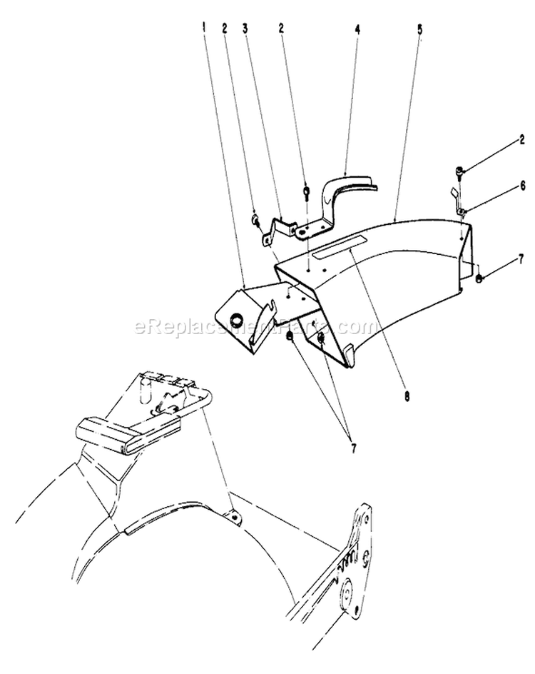 Side Discharge Chute Diagram and Parts List for 22623 7000001-7999999 - 1987 Toro Lawn Mower