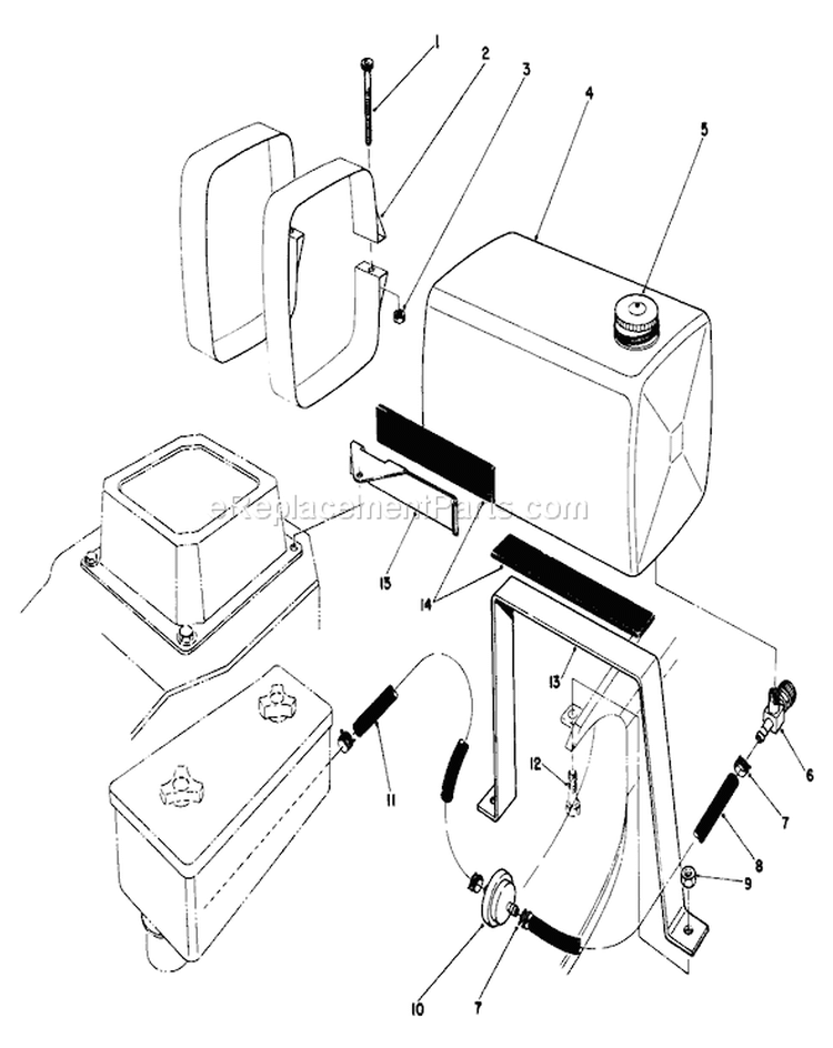 Gas Tank Assembly Diagram and Parts List for 22623 7000001-7999999 - 1987 Toro Lawn Mower