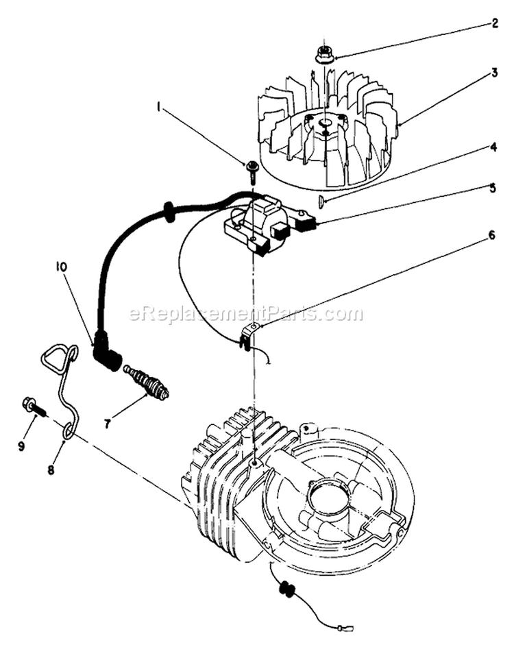 Ignition Diagram and Parts List for 22685 0000001-0999999 - 1990 Toro Lawn Mower