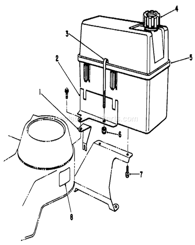 Fuel Tank Assembly Diagram and Parts List for 22685 1000001-1999999 - 1991 Toro Lawn Mower