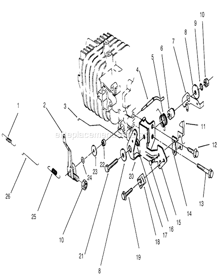 Governor Diagram and Parts List for 22700BC 5900001-5999999 - 1995 Toro Lawn Mower