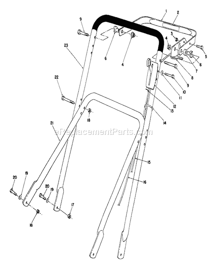 Handle Assembly Diagram and Parts List for 22700B 39000001-39999999 - 1993 Toro Lawn Mower
