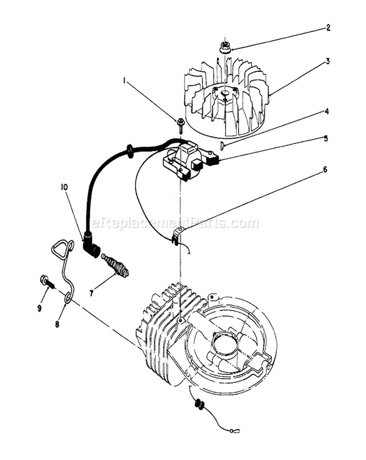 Ignition Diagram and Parts List for 22700B 39000001-39999999 - 1993 Toro Lawn Mower