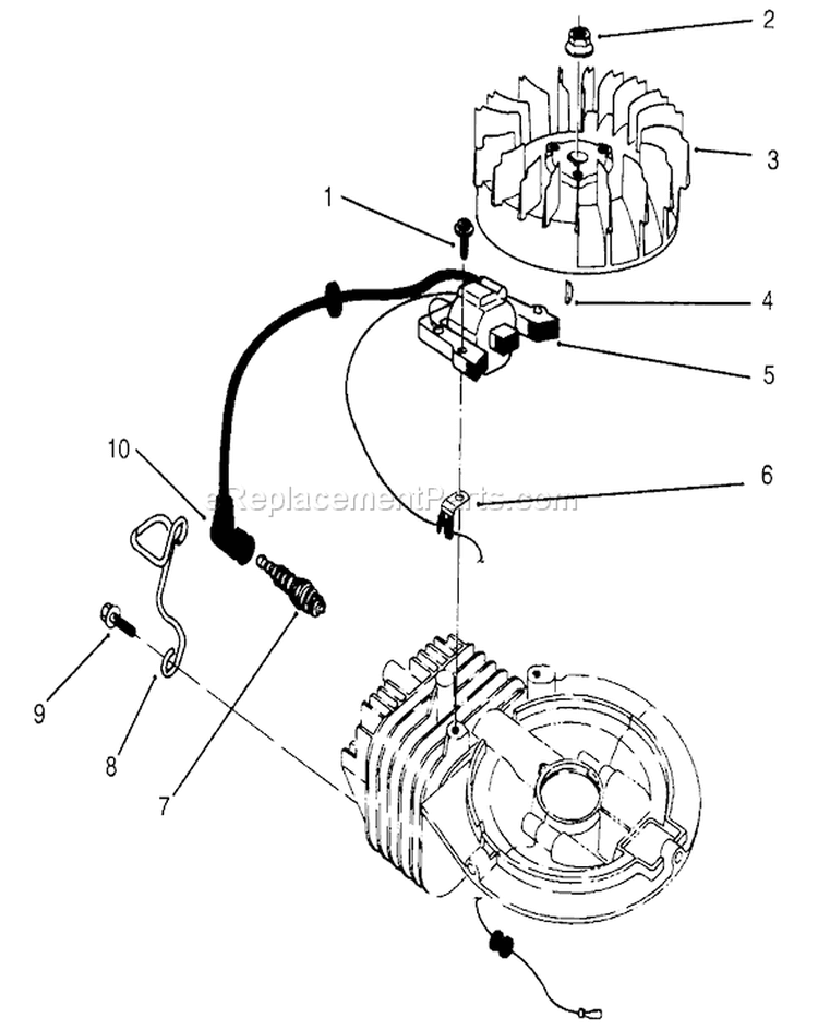 Ignition Diagram and Parts List for 22700B 49000001-49999999 - 1994 Toro Lawn Mower