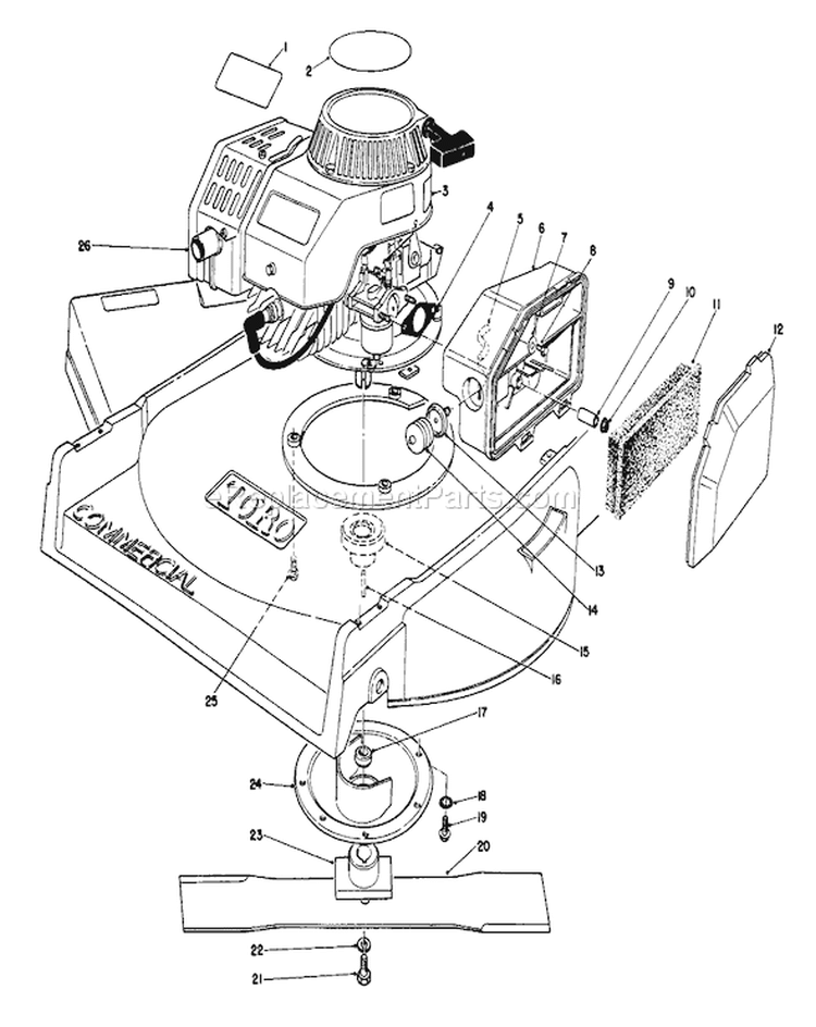 Engine Assembly Diagram and Parts List for 22700 1000001-1999999 - 1991 Toro Lawn Mower