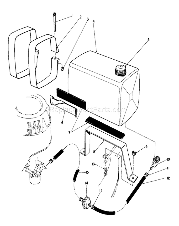 Gas Tank Assembly Diagram and Parts List for 22700 1000001-1999999 - 1991 Toro Lawn Mower