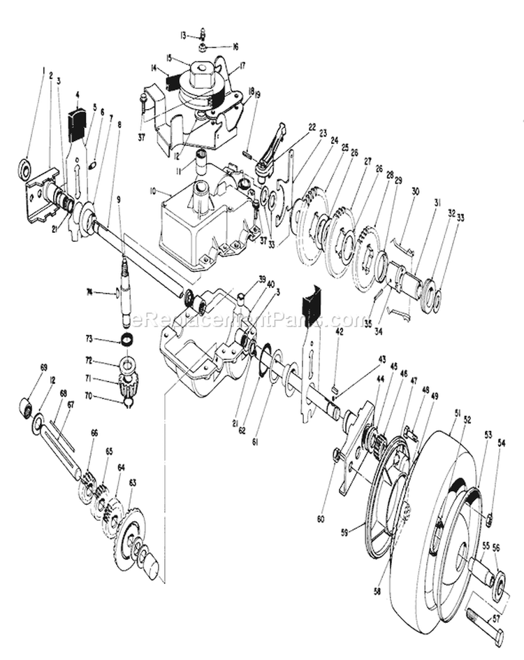 Gear Case Assembly Diagram and Parts List for 22700 1000001-1999999 - 1991 Toro Lawn Mower