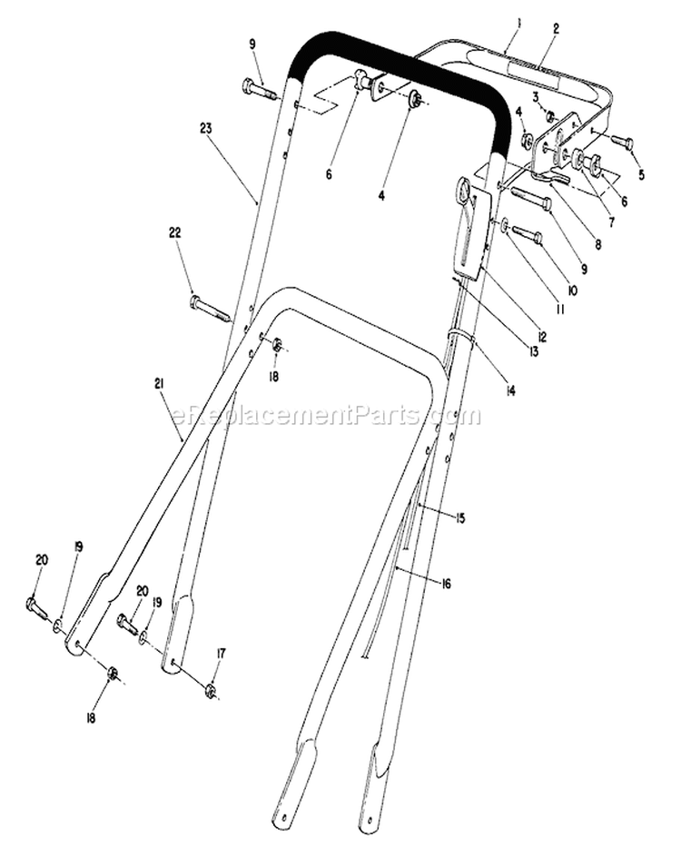 Handle Assembly Diagram and Parts List for 22700 1000001-1999999 - 1991 Toro Lawn Mower
