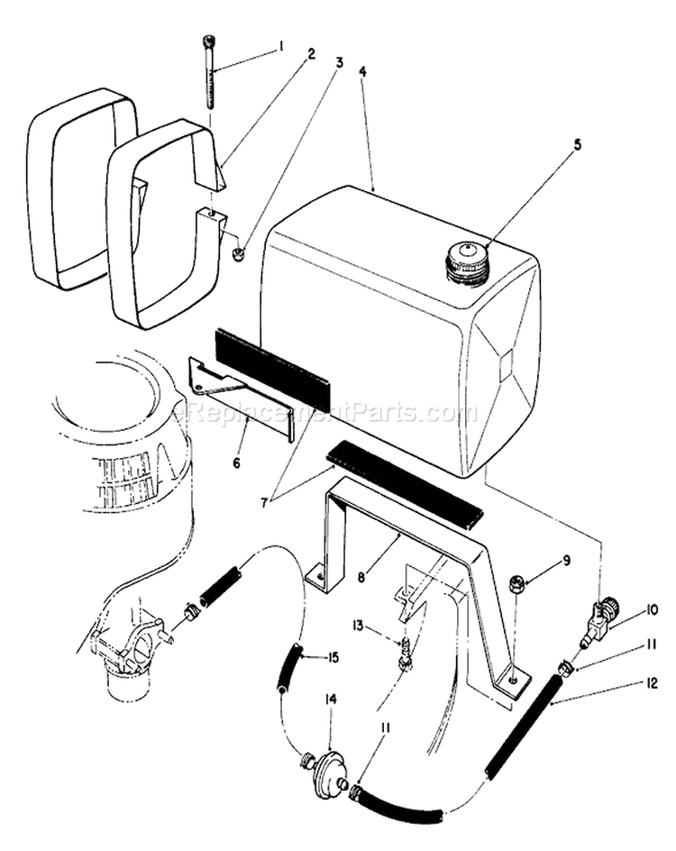 Gas Tank Assembly Diagram and Parts List for 22700 2000001-2999999 - 1992 Toro Lawn Mower