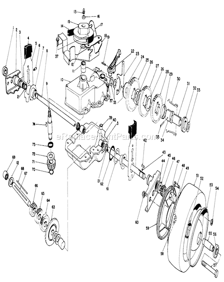 Gear Case Assembly Diagram and Parts List for 22700 2000001-2999999 - 1992 Toro Lawn Mower