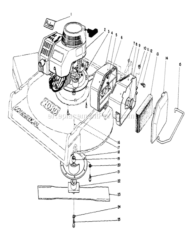 Engine Assembly Diagram and Parts List for 22710C 9000001-9999999 - 1989 Toro Lawn Mower