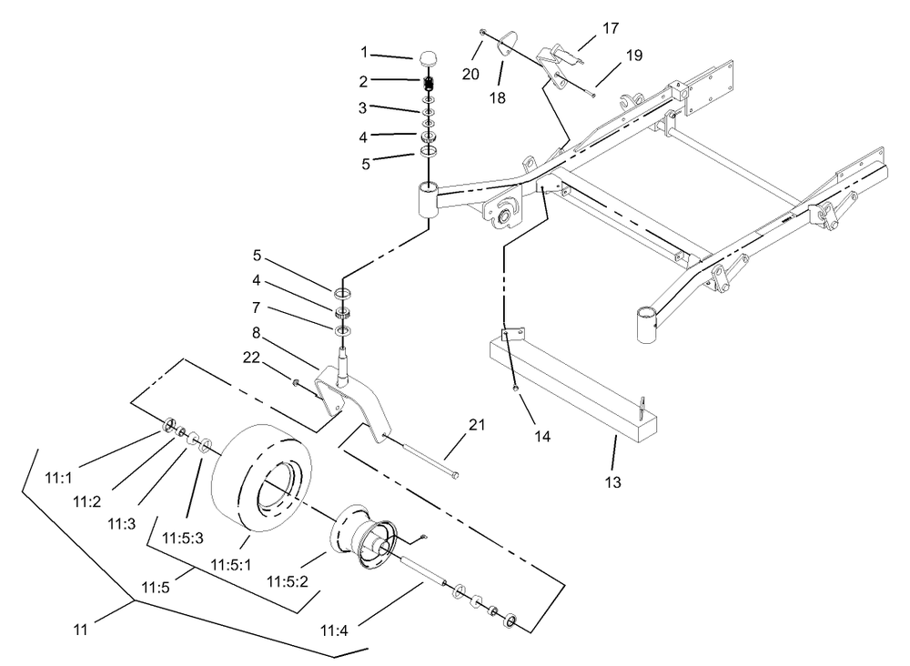 Caster And Wheel Assembly Diagram and Parts List for 74214 (230006001-230999999)(2003) Toro Lawn Mower