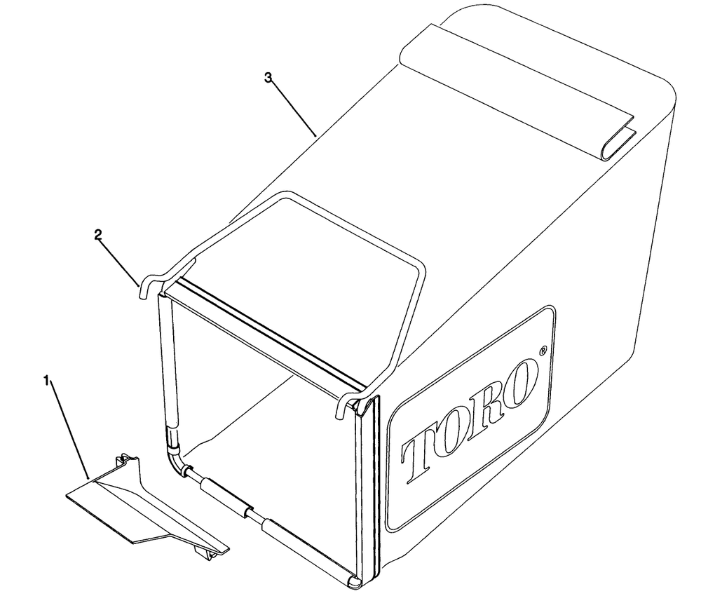 Grass Bag Assembly Diagram and Parts List for 20916B 2000001 - 2999999 Toro Lawn Mower