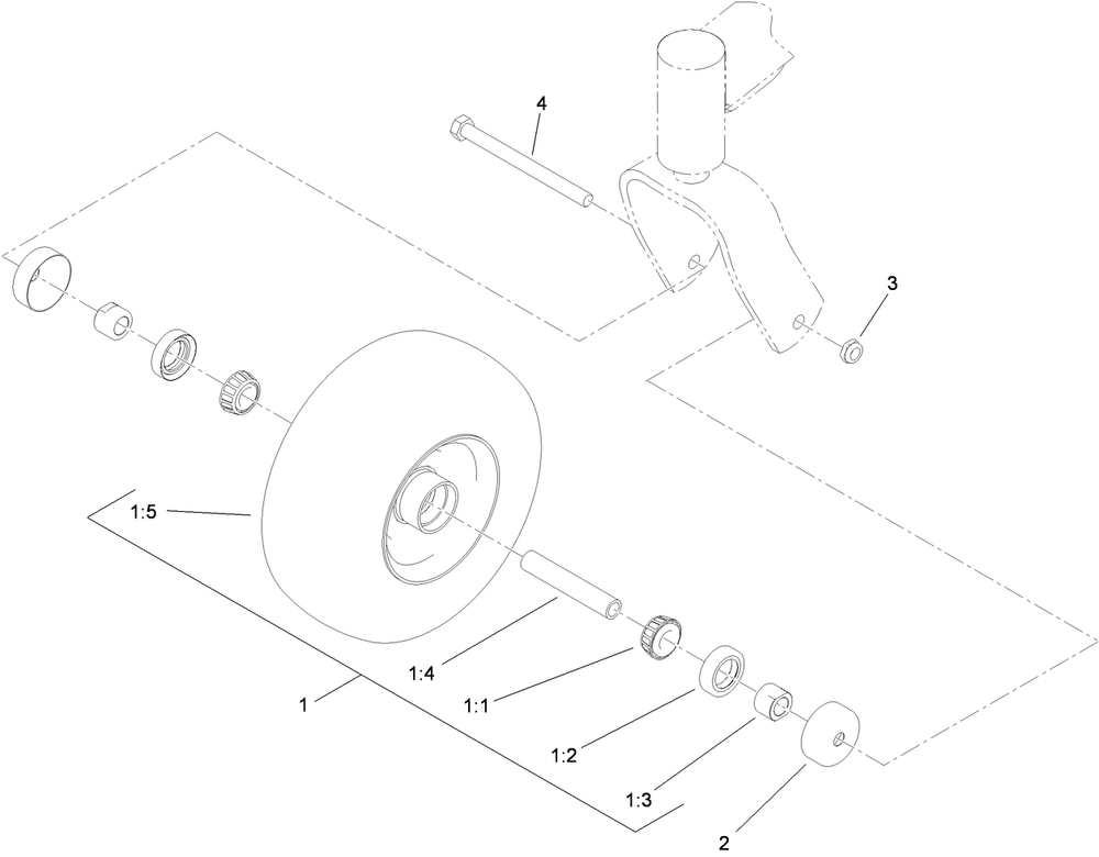 Wheel And Bearing Assembly Diagram and Parts List for 79534 (310000001-310999999)(2010) Toro Lawn Mower