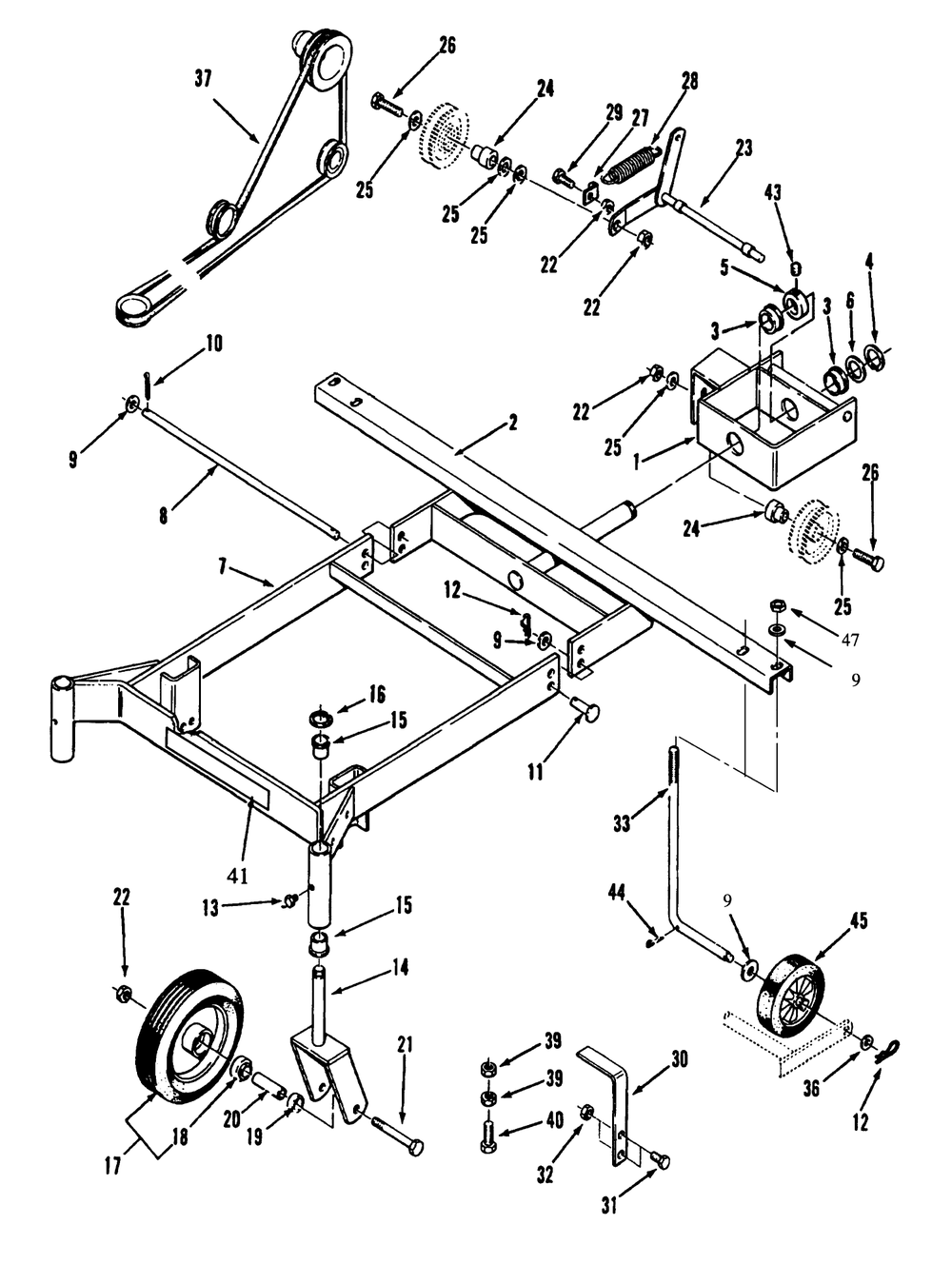 Front Mount Carrier Diagram and Parts List for 79380 3900001 - 3999999 Toro Lawn Tractor