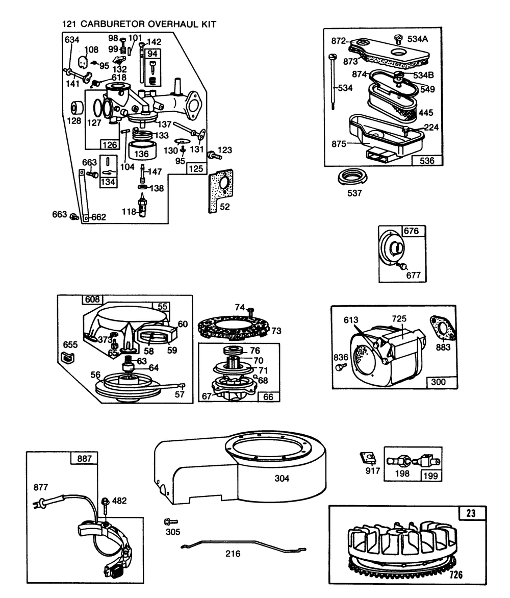 Engine 11 H.P. Briggs & Stratton Model No. 253707-0195-01 (Continued) Diagram and Parts List for 56170 6000001 - 6999999 Toro Lawn Tractor Accessories