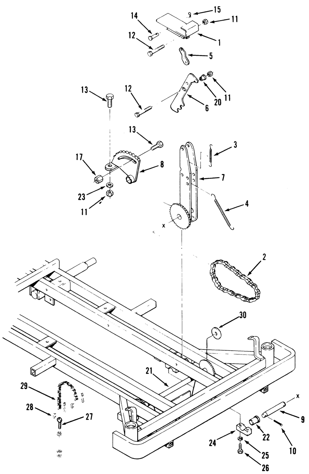 Attachment Height Control Diagram and Parts List for Z1-24OE04 1000001 - 1999999 Toro Lawn Tractor