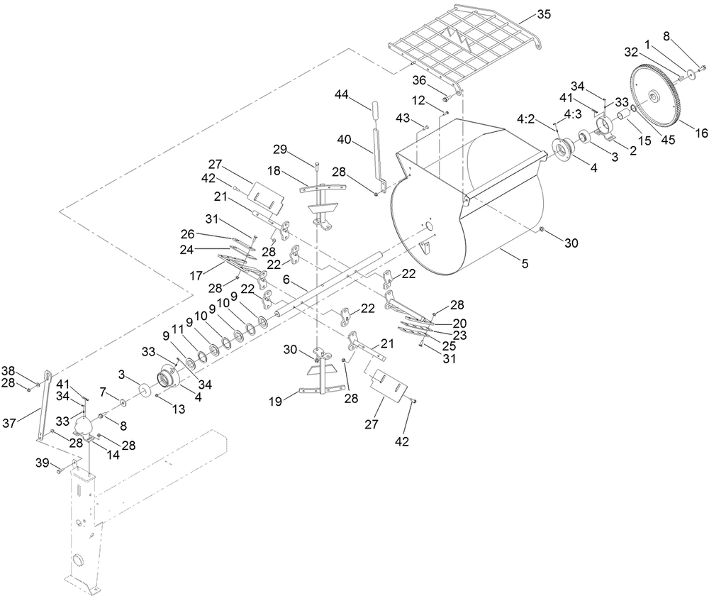 Drum Assembly Diagram and Parts List for 60212 404320000 - 999999999 Toro Cement Mixer