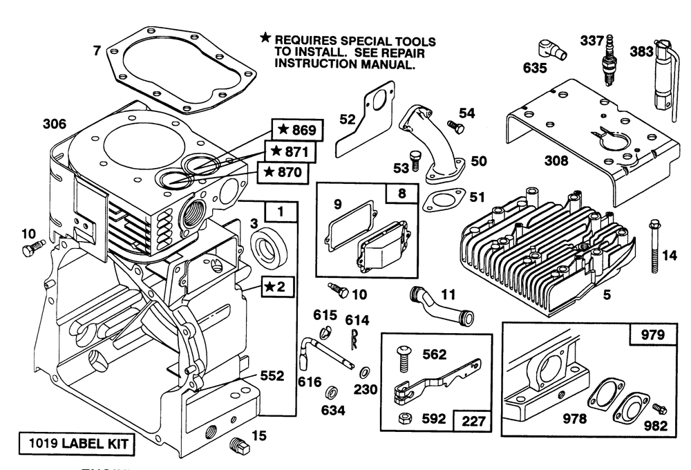 Engine Briggs & Stratton Models 252416-0756-01 & 252416-0757-01 Diagram and Parts List for 38566 3900001 - 3999999 Toro Snow Blower