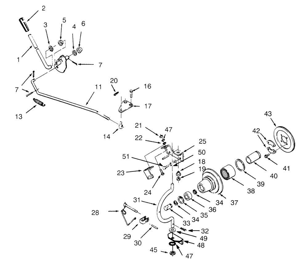 Pto Clutch And Control Diagram and Parts List for 73421 5900001 - 5901046 Toro Lawn Tractor