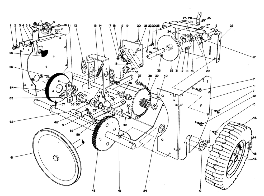 Traction Assembly Diagram and Parts List for 38040 6000001 - 6999999 Toro Snow Blower