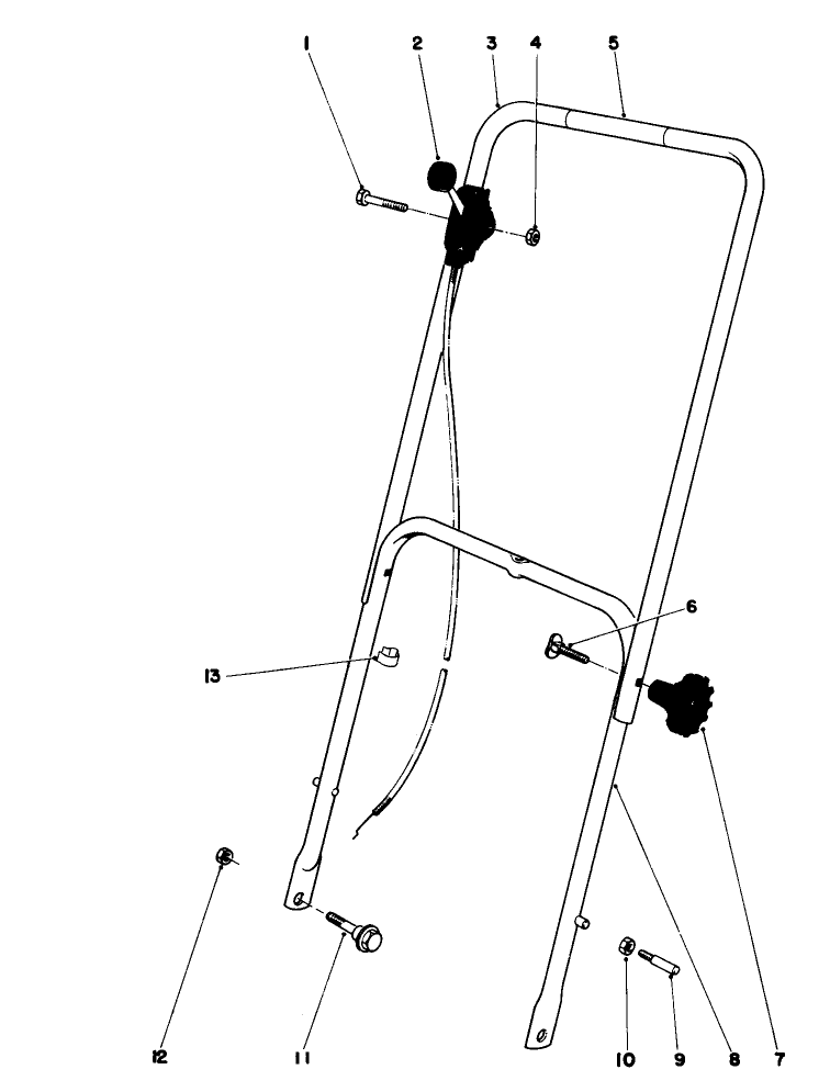Handle Assembly Model 16077 And 16165 Diagram and Parts List for 16297 0000001 - 0999999 Toro Lawn Mower
