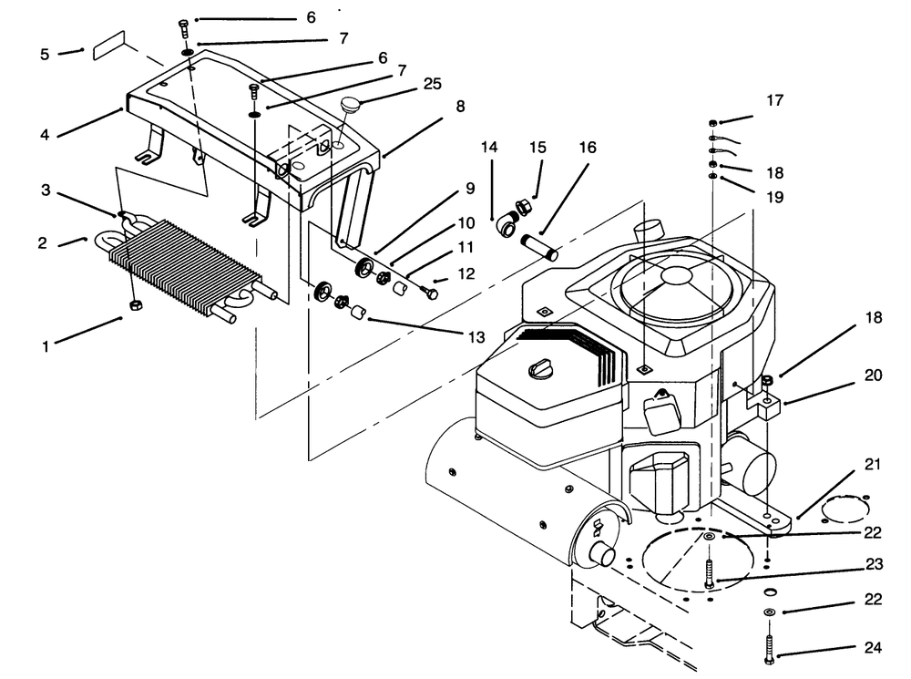 Engine,& Cooler Diagram and Parts List for 30191 590001 - 599999 Toro Lawn Tractor Accessories