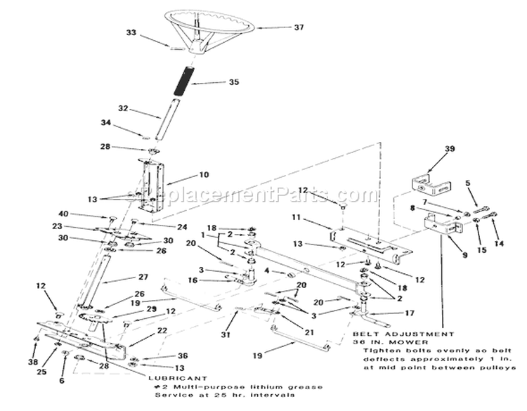Front Axle And Steering Diagram and Parts List for 23-08XP01 1983 Toro Lawn Tractor