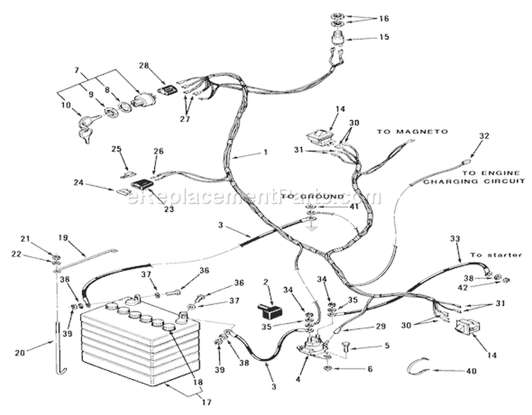 Electrical System Diagram and Parts List for 23-08XP01 1983 Toro Lawn Tractor