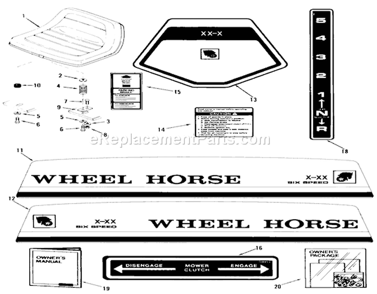 Seat, Decals And Miscellaneous Diagram and Parts List for 23-11BP03 1984 Toro Lawn Tractor