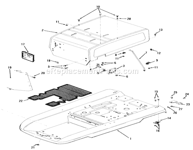 Body, Sheet Metal And Covers Diagram and Parts List for 23-11BP03 1984 Toro Lawn Tractor