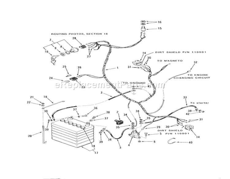 Electrical System Diagram and Parts List for 23-11BP03 1984 Toro Lawn Tractor