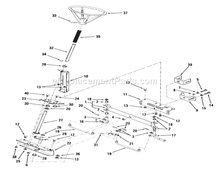 Front Axle And Steering Diagram and Parts List for 23-11BP01 1982 Toro Lawn Tractor