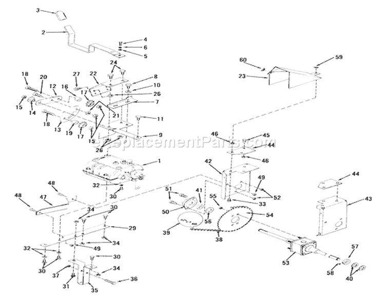 Transmission, Differential And Drive System Diagram and Parts List for 23-11BP01 1982 Toro Lawn Tractor