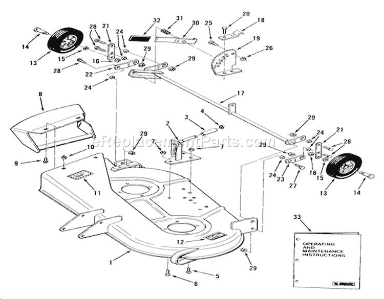 32 In/81 Cm Mower Deck-8 & 11 Hp Riders Diagram and Parts List for 23-11BP01 1982 Toro Lawn Tractor