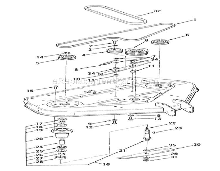 36 In/92 Cm Spindles - 11 Hp Rider Diagram and Parts List for 23-11BP01 1982 Toro Lawn Tractor