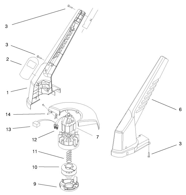 Motor & Housing Assembly Diagram and Parts List for 51449 8900001 - 89999999 Toro Trimmer