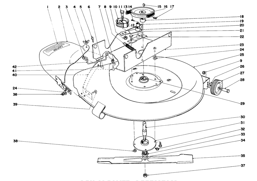 25" Mower Assembly Diagram and Parts List for 57003 3000001 - 3999999 Toro Lawn Tractor