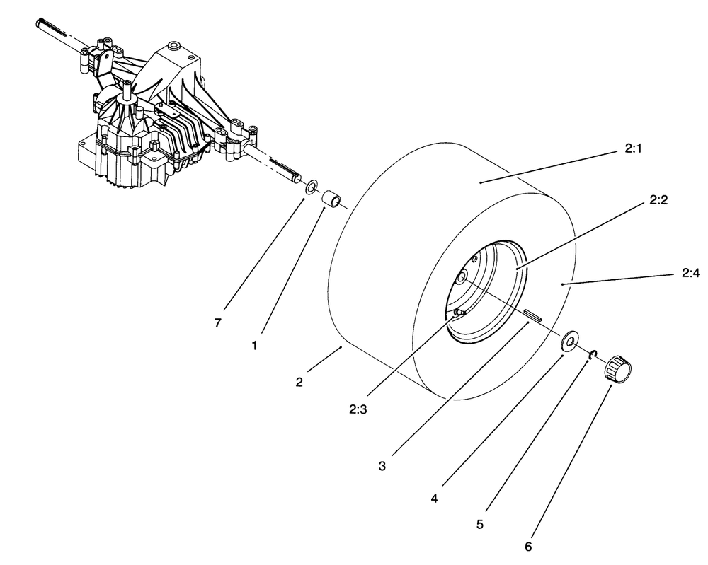 Rear Axle Assembly Diagram and Parts List for 71196 6900001 - 6999999 Toro Lawn Tractor