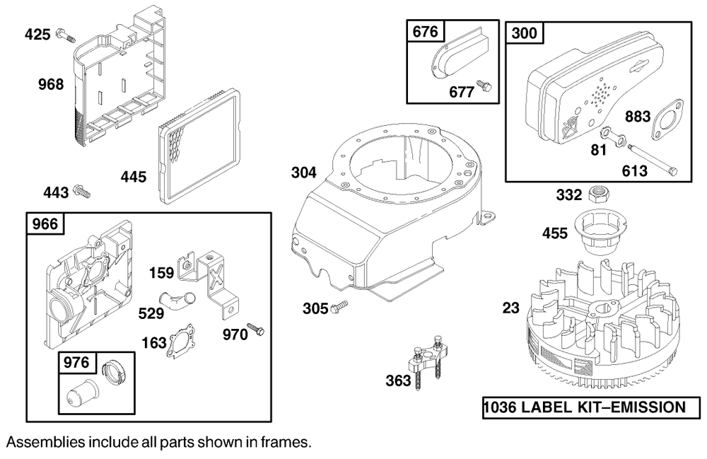 Muffler, Air Cleaner And Blower Assembly, Engine Briggs & Stratton Model 12h802-1767-E1 Diagram and Parts List for 20010 9900001 - 9999999 Toro Lawn Mower