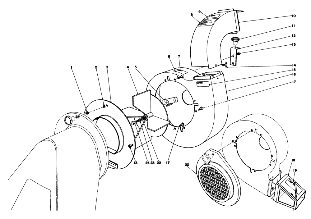 Blower Assembly (Model 62912 & 62923) Diagram and Parts List for 62923 8000001 - 8999999 Toro Leaf Blower / Vacuum