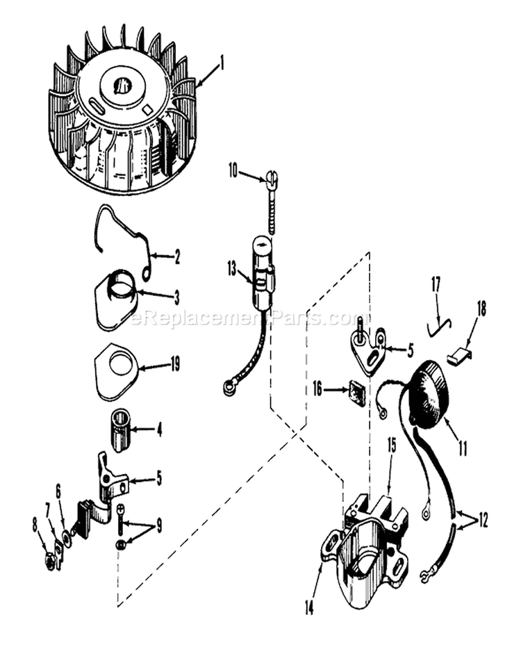 Magneto Diagram and Parts List for 23100 8000001-8999999 - 1968 Toro Lawn Mower