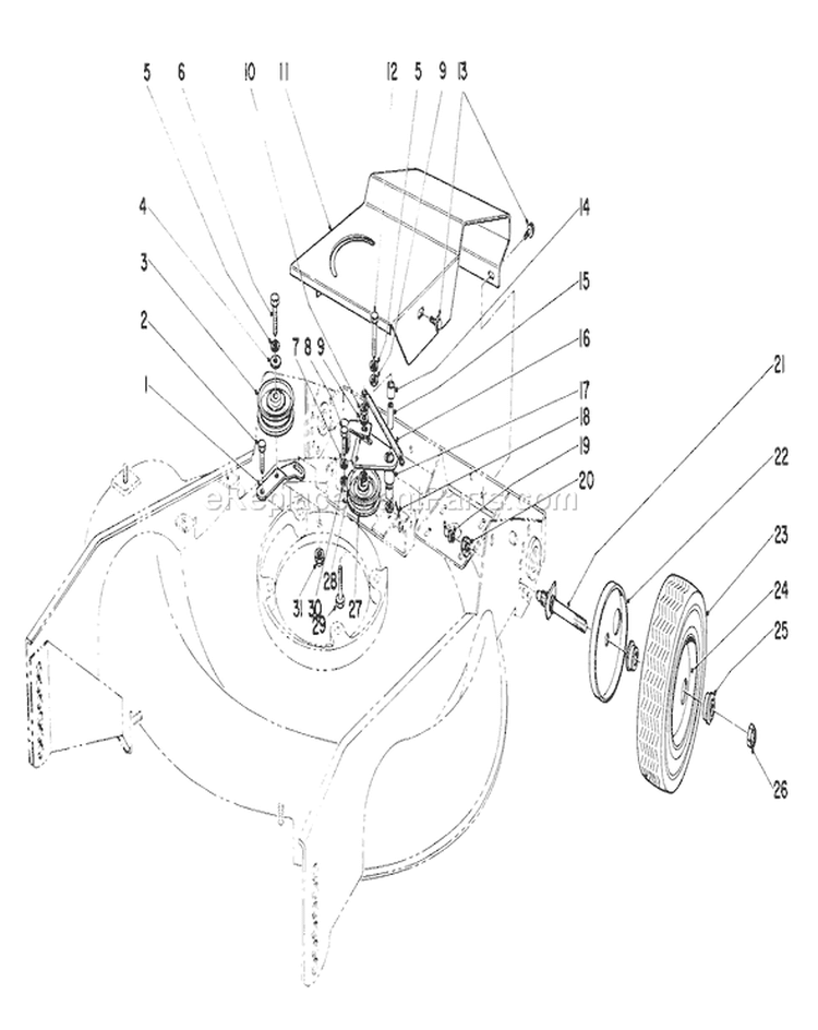 Rear Axle & Tire Diagram and Parts List for 23100 1000001-1999999 - 1971 Toro Lawn Mower