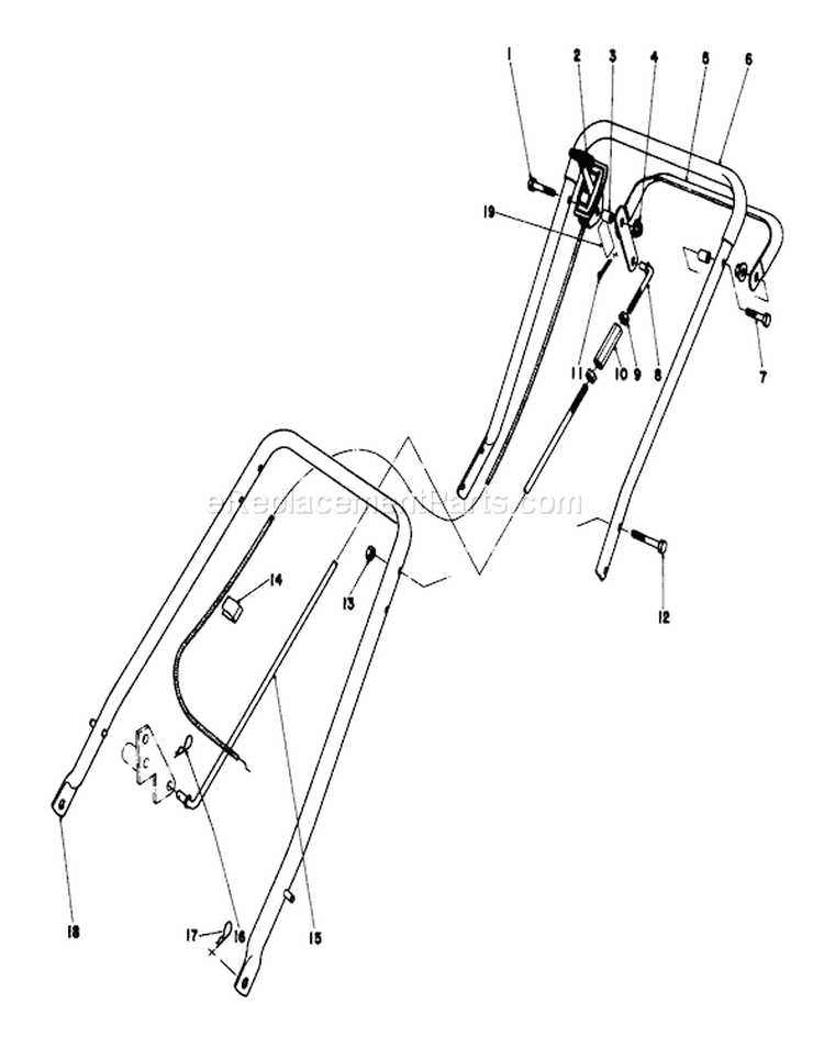 Handle Assembly Diagram and Parts List for 23158 2000001-2999999 - 1982 Toro Lawn Mower