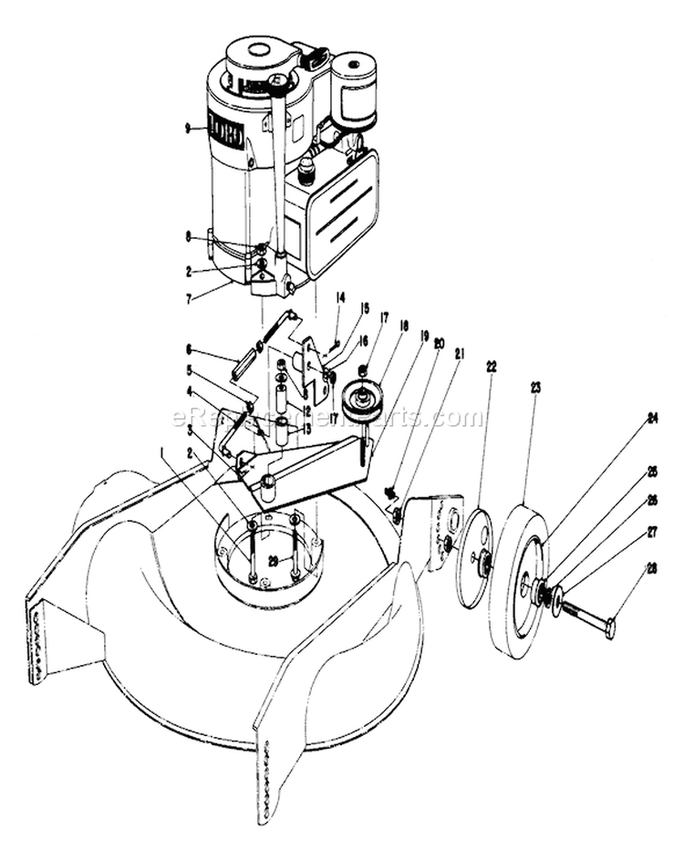 Engine Assembly Diagram and Parts List for 23158 8000001-8999999 - 1978 Toro Lawn Mower