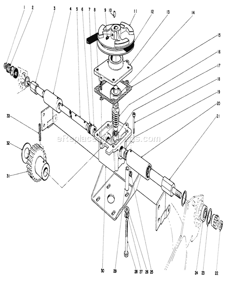 Gear Case Assembly Diagram and Parts List for 23177 7000001-7999999 - 1977 Toro Lawn Mower