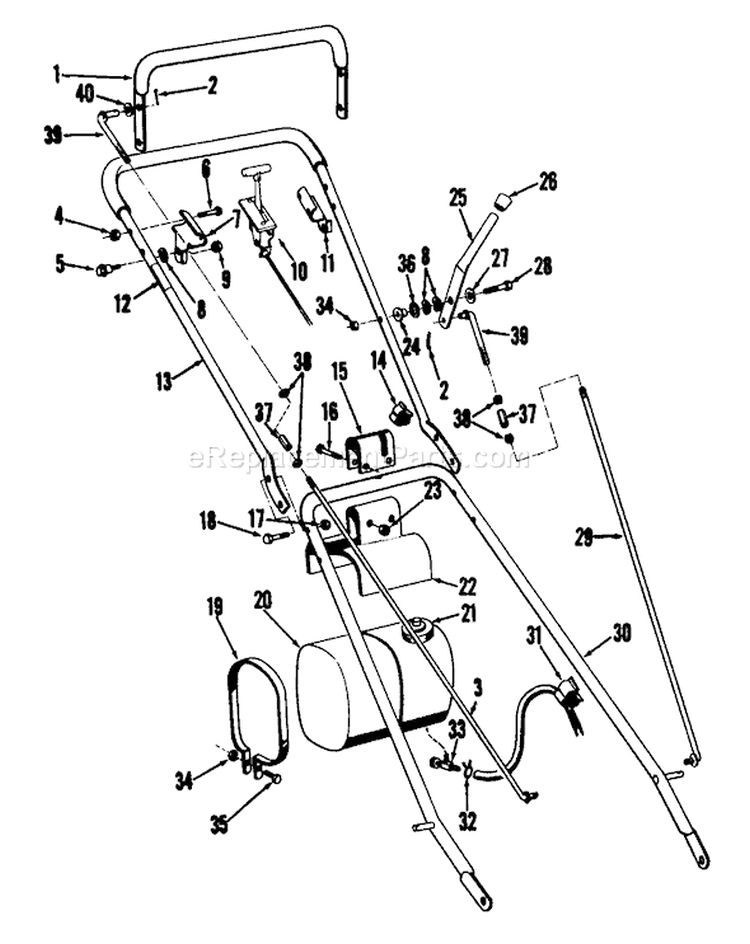 Handle Assembly Diagram and Parts List for 23205 5000001-5999999 - 1975 Toro Lawn Mower
