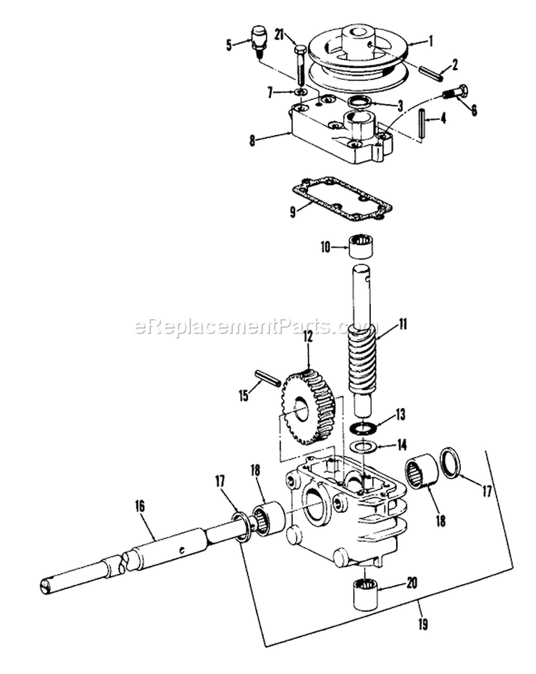 Gear Case Assembly Diagram and Parts List for 23205 7000001-7999999 - 1977 Toro Lawn Mower
