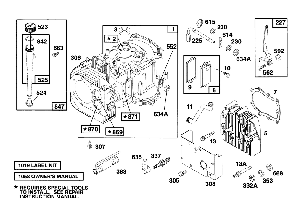 Engine Briggs & Stratton Model 28b707-0126-01 Diagram and Parts List for 70080 5900001 - 5999999 Toro Lawn Tractor