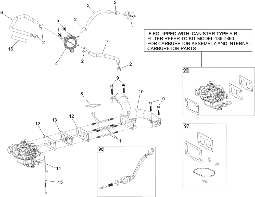 Fuel System Assembly Diagram and Parts List for 75760W 407200000 - 410299999 Toro Lawn Tractor